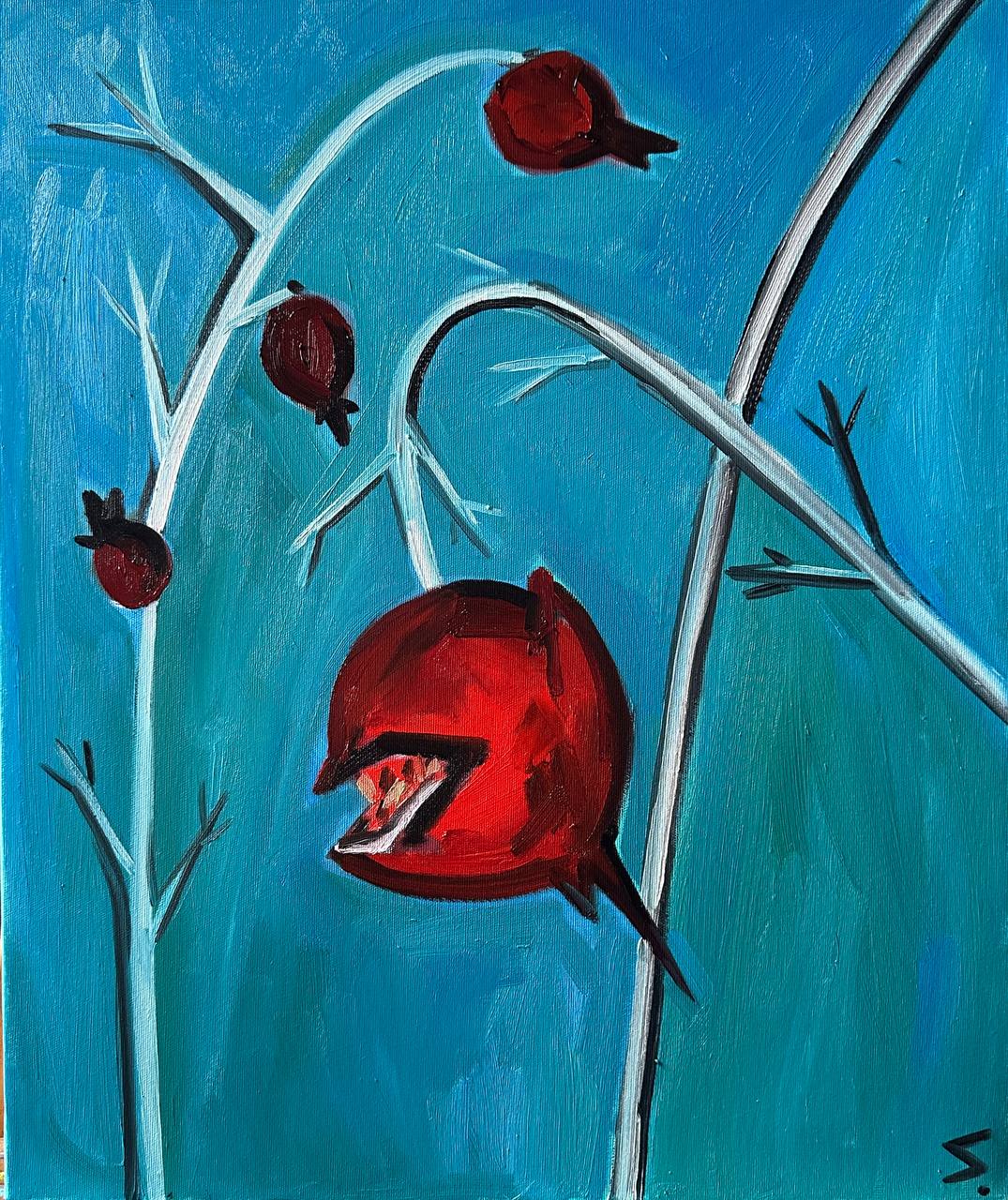 Pomegranate That Burst I (triptych)